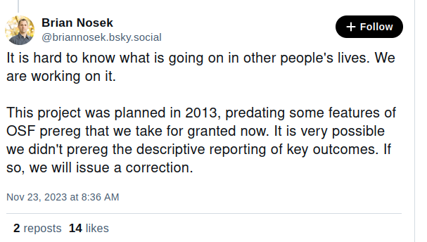 Brian Nosek Post